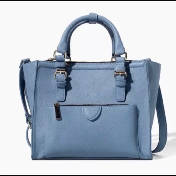 Zara Handbags - ZARA Mini Light Blue Faux Leather Shoulder Satchel